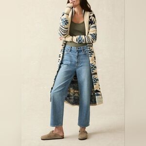 Faherty Paloma Longline Duster Cardigan Organic Cotton Boho Southwestern